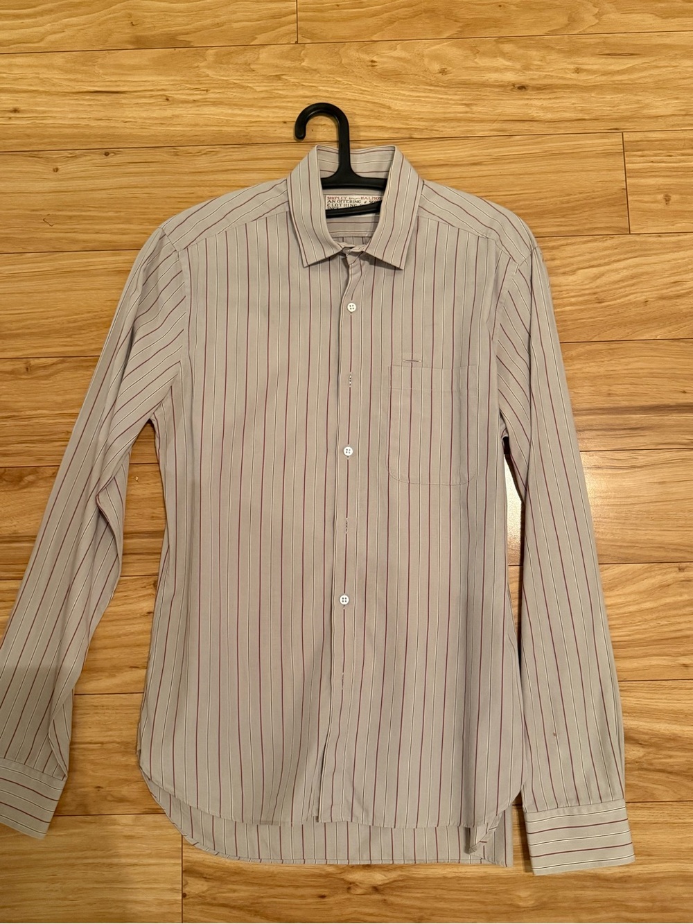 Shipley & Halmos Light Gray Dress Shirt with Red Pinstripes